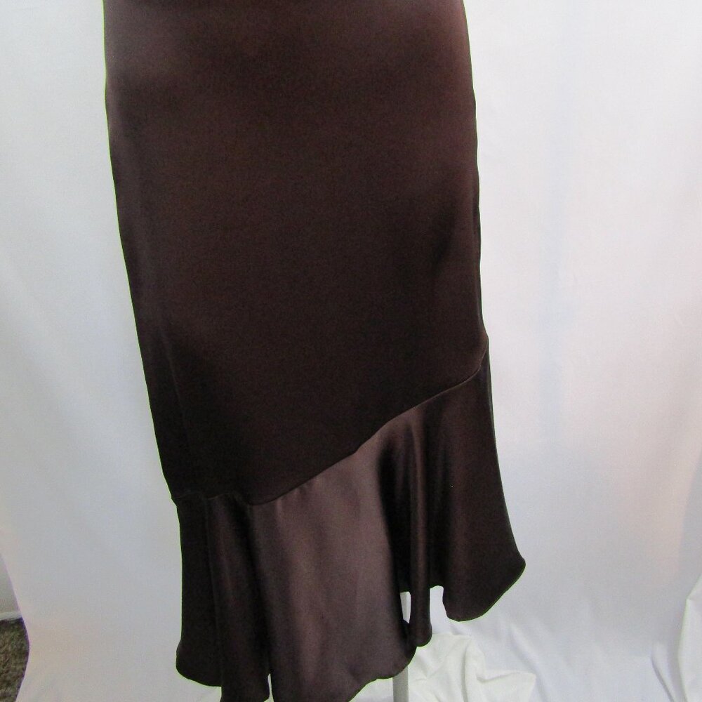 Zara Brown Satin Midi Asymmetrical  Skirt Side Zip New With Tags Women’s Size XS